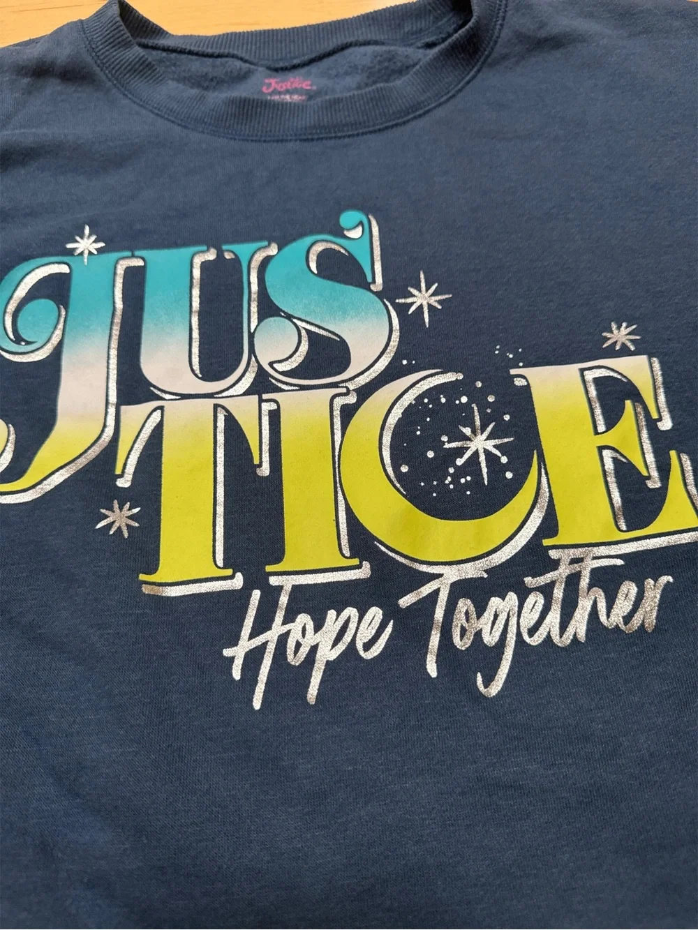 Justice Girls Graphic Sweatshirts in Blue & Plum